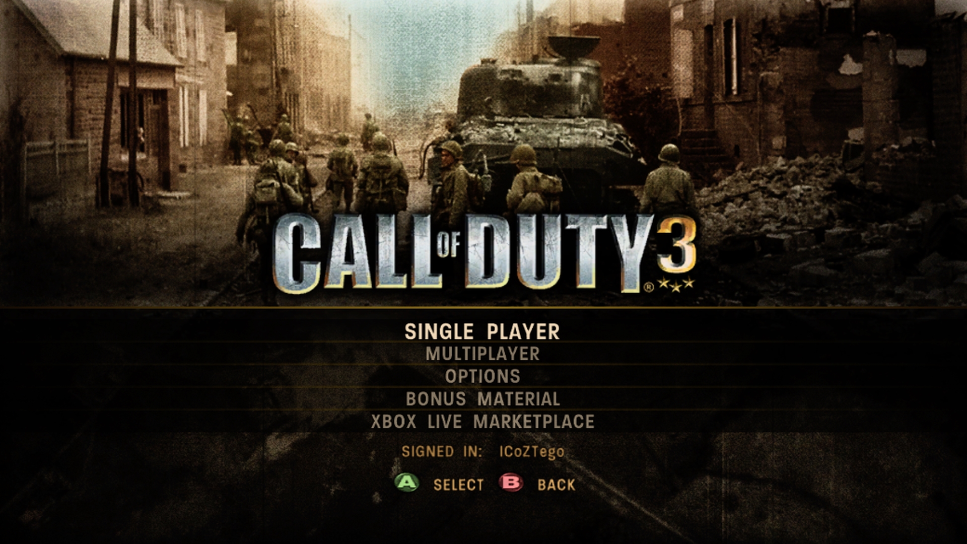 Call of Duty 3 Menu